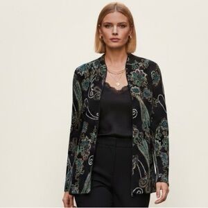 VTG Alex Evenings SMALL Multi Floral Paisley Zip Jacket Sparkly Lightweight